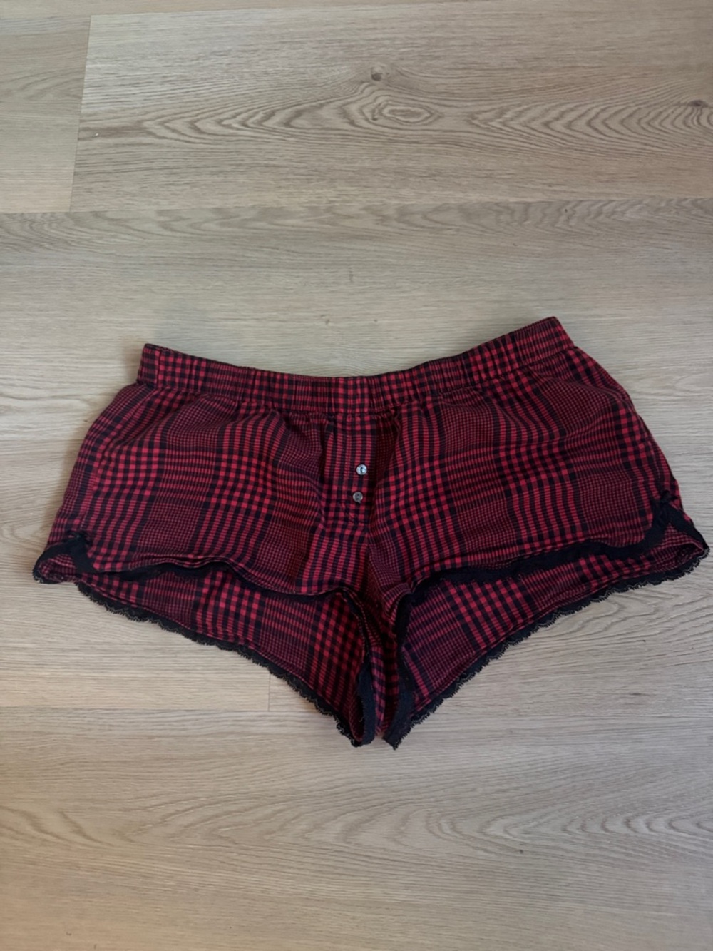 Victoria's Secret Red and Black Plaid Pajama Shorts